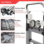 3 in 1 Convertible Hand Truck Dolly Cart with Wheels Collapsible/Folding handtruck Dolly / 2 Straps/Adjustable Height/for Luggages/Cartons/Warehouse/Supermarket/Office / 500 Lbs Load