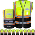 Custom Safety Vest with Logo Pockets High Visibility Reflective Vests Construction Security Workwear