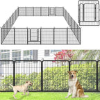 Decorative Metal Garden Fence with Gate, 32in(H) x 64Ft(L) No Dig Fence 24 Panels Fencing for Dogs Animal Barrier Fence Garden Fencing for Yard, Patio, Flower Bed