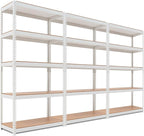 HOMEDANT 5 Tier Storage Shelves Adjustable Laminated Boltless Garage Metal Shelving Unit Heavy Duty Utility Rack Shelf Warehouse Pantry Closet Kitchen (3, (M) 35.9" W, White)