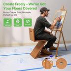 39" x50' Heavy-Duty Floor Protection | Construction Grade Carpet Protector | Drop Cloth Plastic Film for Hardwood Floors | Waterproof Painters Covering with No Residue(Ice Blue)