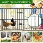 Metal Garden Fence 28in (H) x 35ft (L), 1 Gate + 14 Panels Dog Fences Border Fence Animal Barrier, No Dig Garden Fencing for Yard Flower Bed Lawn Patio Outdoor, PIN282815G Black
