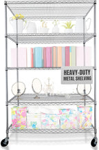 4000 LBS Heavy Duty Wire Rack 48 x 24 x 76, 5-Tier NSF Commercial Rolling Rack with Wheels, Chrome Metal Shelving Unit for Garage, Kitchen, Warehouse, Adjustable Storage Shelf, Crescent