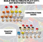 Attatoy Toy Wooden Road Construction Traffic Sign Set; Street Signs Small Toy Cars and Other Diecast Vehicles & Wood Cars & Toys