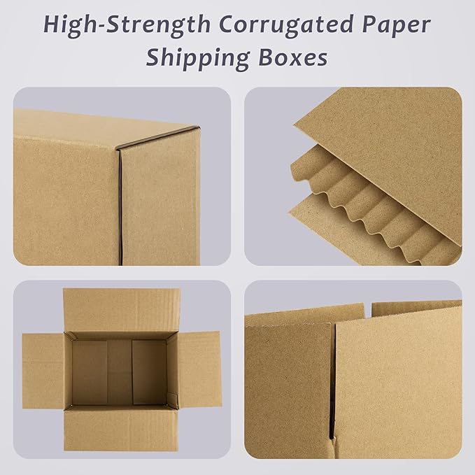 Frametory 7x5x4 Pack of 25 Corrugated Cardboard Packing Shipping Mailing Moving Carton Boxes, Brown