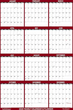32" x 48" SwiftGlimpse 2026 Wall Calendar Erasable Jumbo XL Wet & Dry Erase Laminated 12 Month Annual Yearly Wall Planner, Reversible, Horizontal/Vertical, Maroon