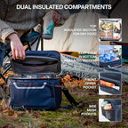 EVERFUN Small Cooler Lunch Box Mini Leak-Proof Soft Double Deck 24 Can Personal Insulated Collapsible Portable Waterproof Lunch Bag Ice Chest for Men Women Work Travel Car Picnic Beach