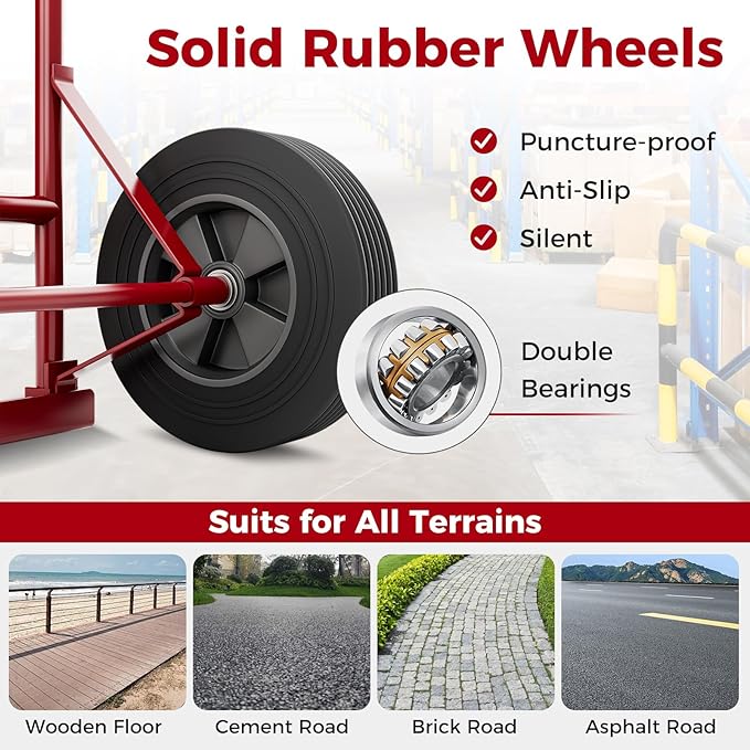 Goplus Hand Truck, P-Handle Hand Truck Dolly w/770LBS Capacity, Vertical Loop Handle, 10” Rubber Wheels, 14.5”x 8.5” Foldable Nose Plate, Heavy Duty Metal Dolly Cart for Lifting, Stairs
