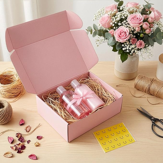 HORLIMER 12x9x4 inches Shipping Boxes Set of 20, Pink Corrugated Cardboard Gift Box for Packing, Mailing, Small Business