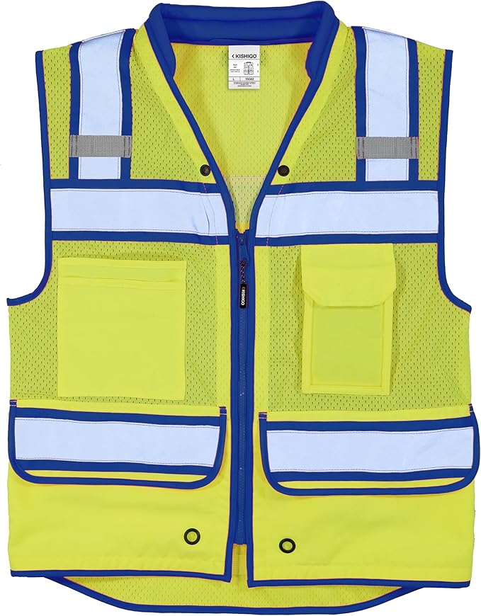 Kishigo Men's High Visibility Reflective Color Contrast Performance Surveyors Vest S5042
