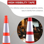 OrangeStar 6 Pack 36" Traffic Cones with Weighted Rubber Base, 2 Reflective Collars, Large Safety Cones for Parking Lot, Road Construction, Warehouse, Highway, Weatherproof PVC