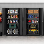 Incbruce 72” Metal Storage Cabinet, Garage Cabinets and Storage System with Doors and Shelves, Tall Lockable Tool Cabinet for Garage, Office, Home (Black)