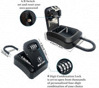 Iron Lock® Key Lock Box Portable with U-Shackle & Wall Mount – Medium Waterproof Heavy-Duty Metal Safe with 4-Digit Combination for Spare Keys Outside on Door Knob, Fence or Gate (Black, Medium)