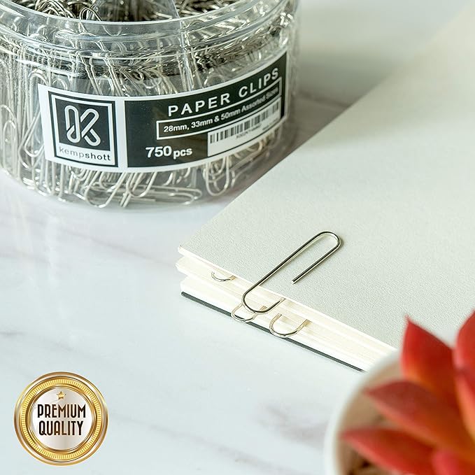 750 Paper Clips Assorted Sizes Small, Medium and Large Paper Clips for Paperwork Ideal for Home, School and Office Use (Assorted, Silver)