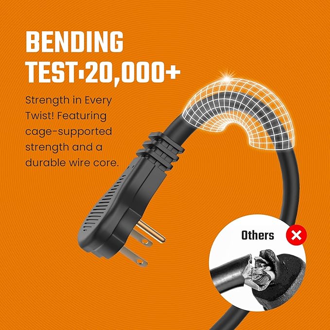 Extension Cord 25 ft for Indoor & Outdoor Use by Bindmaster- UL-Listed 3-Prong Power Cord- Space-Saving Flat Angled Extension Cord- Grounded Outlet Extension Wire- Black.