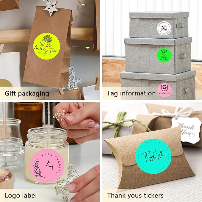 3 X 3 Inch Round Thermal Labels Circle Color Coding Labels Printable Waterproof 500PCS Round Stickers Adhesive Writable for Office, Home, Garage, DIY Sticker, Barcodes, Name Tag, Pink