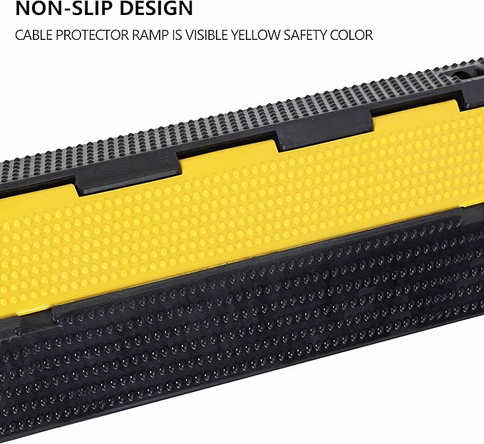 1 Pack Rubber Cable Ramp Hose Cable Protector Ramp 1 Channel 22000Lbs Load Capacity Traffic Speed Bump Wires Power Lines Extension Cord Cover for Indoor Outdoor