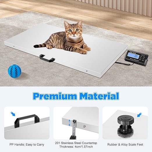 Animal Digital Scale, 500KG/1100Lbs Electronic Stainless Steel Veterinary Scale Heavy Duty Digital Livestock Platform Scales for Animal Pet Cat Dog (1100Lbs)