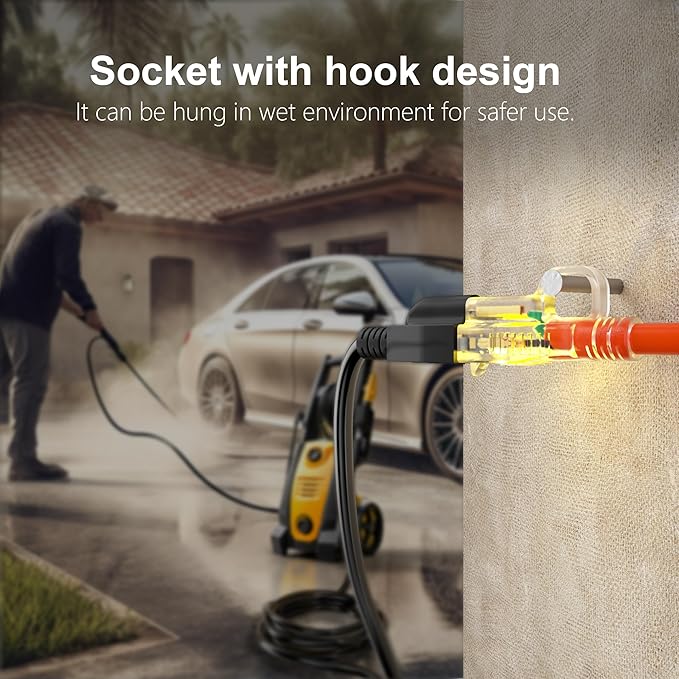 HUANCHAIN 12/3 Gauge Heavy Duty Outdoor Extension Cord 6 ft Waterproof with Lighted end, Flexible Cold-Resistant 3 Prong Electric Cord Outside, 15Amp 1875W 12AWG SJTW, Orange, ETL