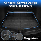 Hutisya-Floor Mats & Cargo Liner with Backrest Set Fit for Toyota RAV4 2019-2024 2025(Only Hybrid Models) All Weather Protection Anti-Slip & Durable TPE Full Set Liners Automotive Accessories-Black