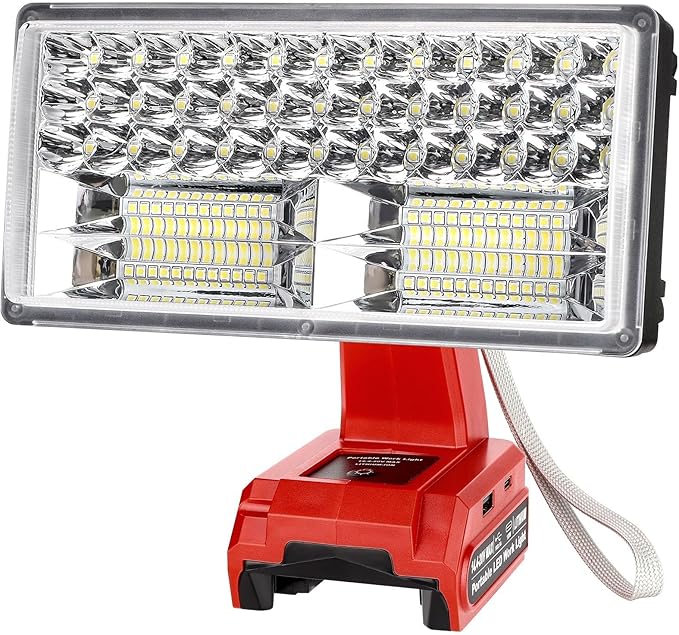50W 4200LM Cordless LED Work Light for Milwaukee M18 18V Battery Portable Flood Lights for Outdoor Indoor Workshop Job Site, Floodlight & Spotlight Modes/Pivoting Head/USB Port(No Battery)