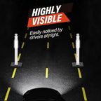 RoadHero 45 Inch Delineator Post with Rubber Base, Heavy Duty White Traffic Delineator Posts Cones with Reflective Collars for Parking Lots, Road Safety, Construction Events 3 Pack