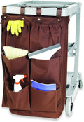 – Sturdy Metal & Polyester Housekeeping Cart Organizer, Storage for Cleaning & Janitorial Supplies, Cart Bin & Accessories for Hotel, Dorms, Offices, Rooms - (6 Pocket Brown)