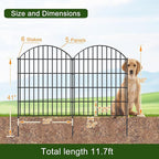 Metal Garden Fence 36in (H) x 11.7ft (L), 5 Panels +6 Stakes Dog Fence Border Fence Animal Barrier, No Dig Garden Fencing for Yard Flower Bed Lawn Patio Outdoor,CTW3605 Black