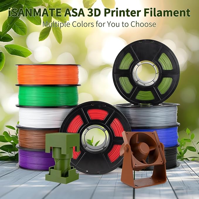 iSANMATE ASA Filament 1.75mm White 3KG, UV & Weather Resistant 3D Printer Filament Perfect for Outdoor Functional Parts, Dimensional Accuracy +/- 0.02mm, 3kg Spool