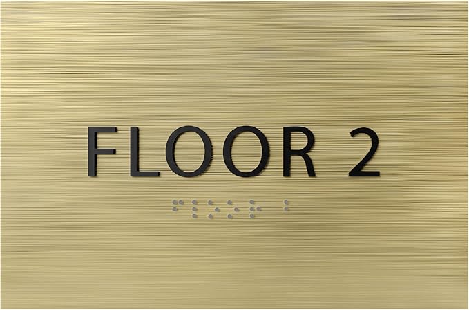 6" X4" Floor 2 Sign - ADA Compliant Tactile Graphics Grade 2 Braille Text | Wall Mount Plastic Directional Assistance, Floor Number Sign for Office, Schools, Hospitals, Apartments