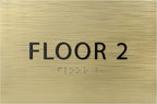 6" X4" Floor 2 Sign - ADA Compliant Tactile Graphics Grade 2 Braille Text | Wall Mount Plastic Directional Assistance, Floor Number Sign for Office, Schools, Hospitals, Apartments
