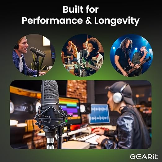 GEARit XLR Male to Female Microphone Cable (3 Feet, 2-Pack) 3-Pin Balanced Shielded Mixer, Recording Studio, Podcast - Black