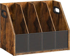 Wooden Desktop File Organizer with Removable Dividers, Mesh Front Panel for Paper, Mail, Magazine, Home Office Desk Storage, Easy Assembly, Rustic Brown MWJ06FG
