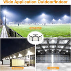 2025 Elite New Upgraded LED Flood Light Outdoor 150W 25500lm Stadium Flood Lights, 5000K Daylight White, IP66 Waterproof Adjustable 3-Head Floodlight for Street, Stadium, Parking Lot