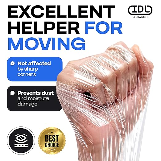 IDL Packaging - F-31-12 3" x 1000' Hand Bundling Stretch Film with Reusable Handle, Clear (Pack of 12)