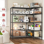 REIBII 1450LBS Shelves 5 Tier Metal Shelving Unit Storage Wire Shelving 58.1''W Pantry Shelves Wire Shelf Adjustable Garage Shelving Heavy Duty Storage Rack for Pantry Kitchen Garage, Black