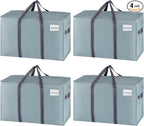 VENO 4 Pack Moving Bags and Large Christmas Storage Bins with lids. Alternative to Moving Boxes, Packing Supplies for College. Extra Large Heavy Duty Totes for Packaging (Light Blue Matte, 4 Pack)