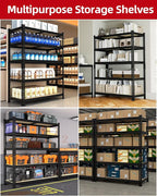PrimeZone 36" x 16" x 72" Heavy Duty Storage Shelves - 5 Tier Adjustable Garage Storage Shelving, Metal Storage Utility Rack Shelf Unit for Warehouse Pantry Closet Kitchen, Black, 3 Pack