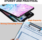 Side Opening Clipboard With 2 Storage & Pen Holder - Blue Personalized for Teachers, Nurses, Business People - Marble Enclosed Heavy Duty Contractor Clipboard