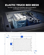 Orion Motor Tech Cargo Net for Pickup Truck Beds, 4x6 Truck Cargo Netting and Roof Rack Cargo Net Compatible with Ford Ram GMC Toyota Chevrolet 8x12 Max Cargo Netting with Handmade Knots 16 Carabiners