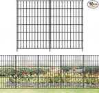 Metal Garden Fence 40in (H) x 23.3ft (L), 10 Panels + 11 Stakes Dog Fences Border Fence Animal Barrier, No Dig Garden Fencing for Yard Flower Bed Lawn Patio Outdoor, PIN402810 Black