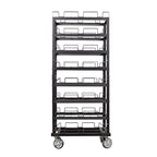 Trafford Industrial Stanchion Post Cart, 24 Posts, Horizontal Padded Storage and Locking Wheels for Safety