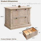 OKD Farmhouse File Cabinet with 2 Drawers, 35.3" Lateral Filing Cabinet with Hanging File Folders, Interlocking Drawers, Wood Rustic Storage Cabinet for Home Office, Living Room, Light Rustic Oak