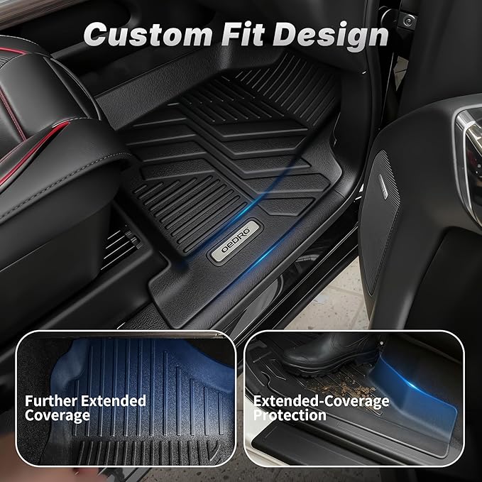 OEDRO Upgraded Floor Mats Fit for Toyota Grand Highlander 2024 2025 2026 w/Subwoofer 7 Seat(Include Hybrid), TPE Interior Seat Back Covers and Cargo Liner Behind 3rd Row (Trunk Mat with Backrest Mat)