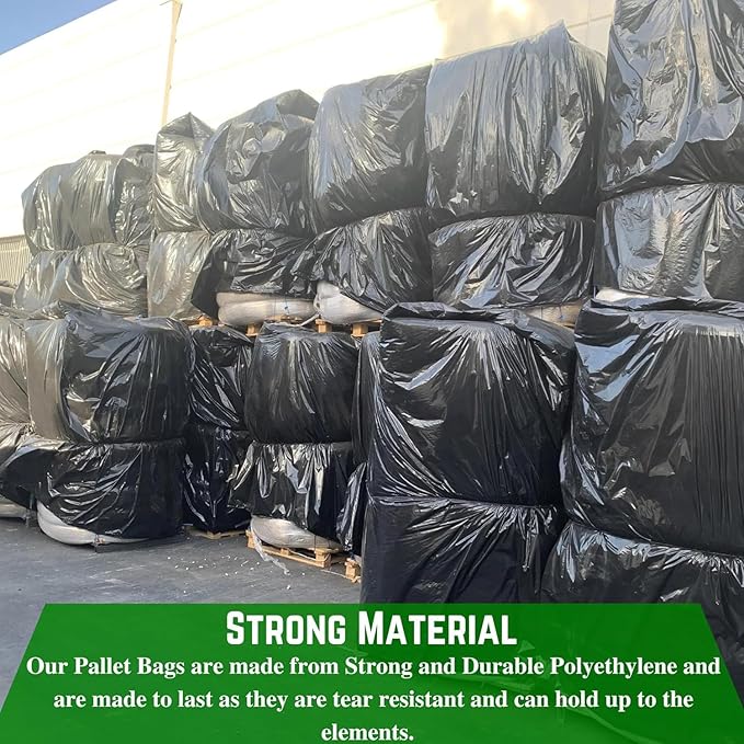 Farm Plastic Supply - Black Pallet Covers - 3 Mil - (55" x 53" x 75") - Heavy Duty Construction Grade Strength Pallet Bags, Pallet Covers, Polyethylene Pallet Bags, and Pallet Storage (50 Pack)
