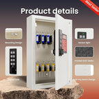 Grimtron 40 Keys Electronic Key Lock Box for Keys with Code, Private/Public/Password Hiding Mode Beige Key Cabinet Wall Mount for Garage/Property Management Key Storage