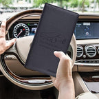 Car Insurance and Registration Holder, 9.5 x 5 Inch PU Leather Vehicle Glove Box Organizer Wallet Case for Insurance Card, Driver License, Paperwork - Black