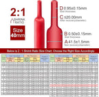Chanzon 2:1 Ratio 1-1/2"(40mm) Heat Shrink Tubing 3.3Ft Roll (1M Total Length) Red Polyolefin Sleeving Wrap Shrinking 2 to 1 1pcs