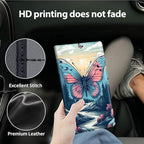 Car Registration and Insurance Holder, Leather Car Glove Box Organizer, Cool Car Accessories for ID, Driver's License Cards & Essential Document,business cards,Men&Women,Colorful Butterflys