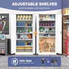 Metal Cabinet,71" Lockable Storage Cabinet with 2 Doors and 5 Adjustable Shelves,Tall Steel Cabinets for Garage,Home Office,Basement,School,Hospital(White)